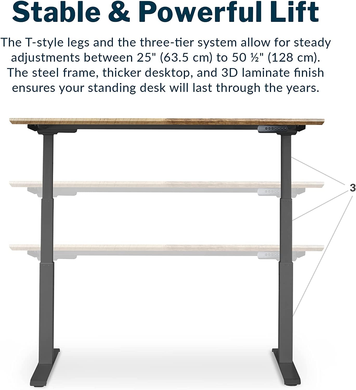 Electric Adjustable Standing Desk - 60"x30" Dual Motor with Memory Presets and Stable T-Style Legs - Reclaimed Wood Home Office Essential