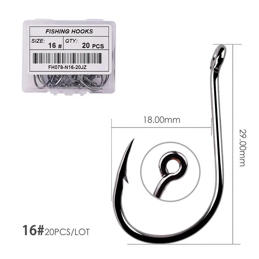 50Pcs / 20Pcs / Box Circle Carp Eyed Fishing Hook Size 2-22# Ring Eye Japan Fishhooks Fishing Hooks Single Jig Fish Hook Tackle