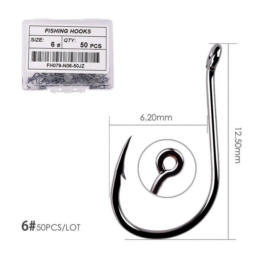 50Pcs / 20Pcs / Box Circle Carp Eyed Fishing Hook Size 2-22# Ring Eye Japan Fishhooks Fishing Hooks Single Jig Fish Hook Tackle