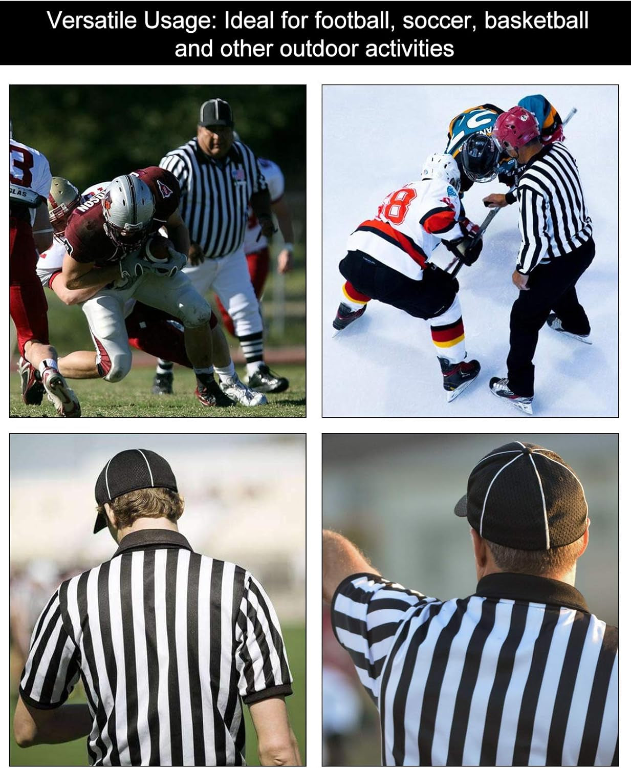Mens Official Black & White Stripe Referee Shirt Zipper Collared Short Sleeve Umpire Jersey Costume Ref Uniform