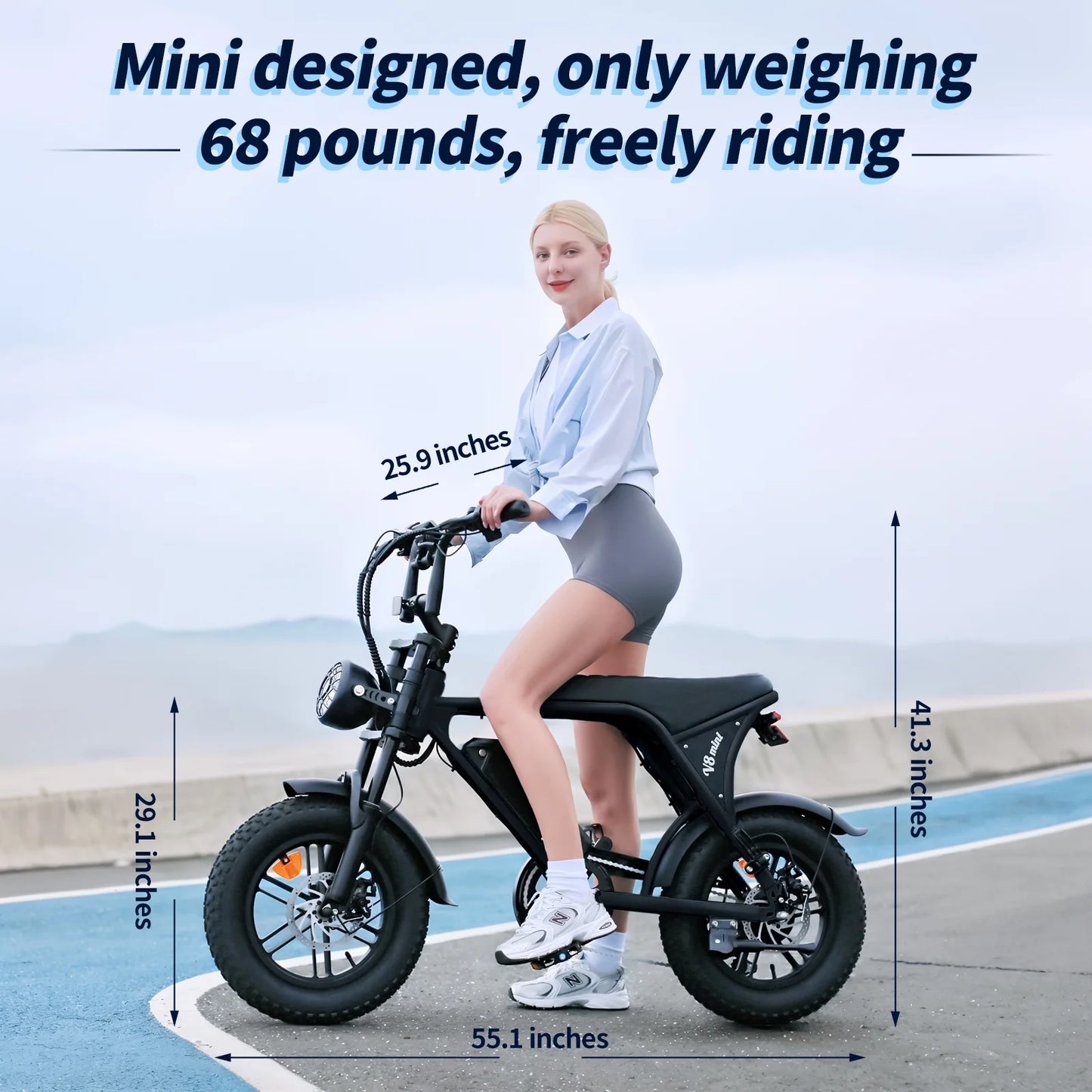 500W Electric Bicycle for Adults with 36V 10.4Ah Battery, 16" Fat Tires, 20MPH Speed, UL2849 Certified E-Bike