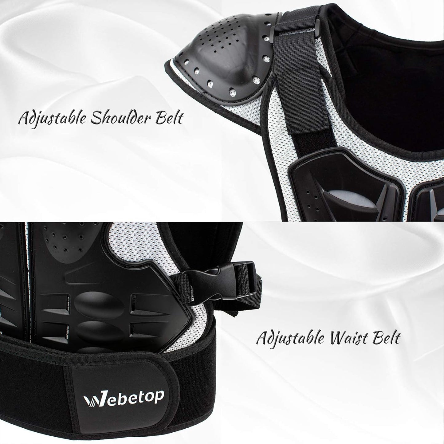 Youth Dirt Bike Chest Protector Adjustable Toddler Youth Motocross Gear for 3-10 Year Olds Kids Dirt Bike Gear Ideal for ATV, Quad, Dirtbike, 4 Wheeler Outdoor Sports Black/Silver S