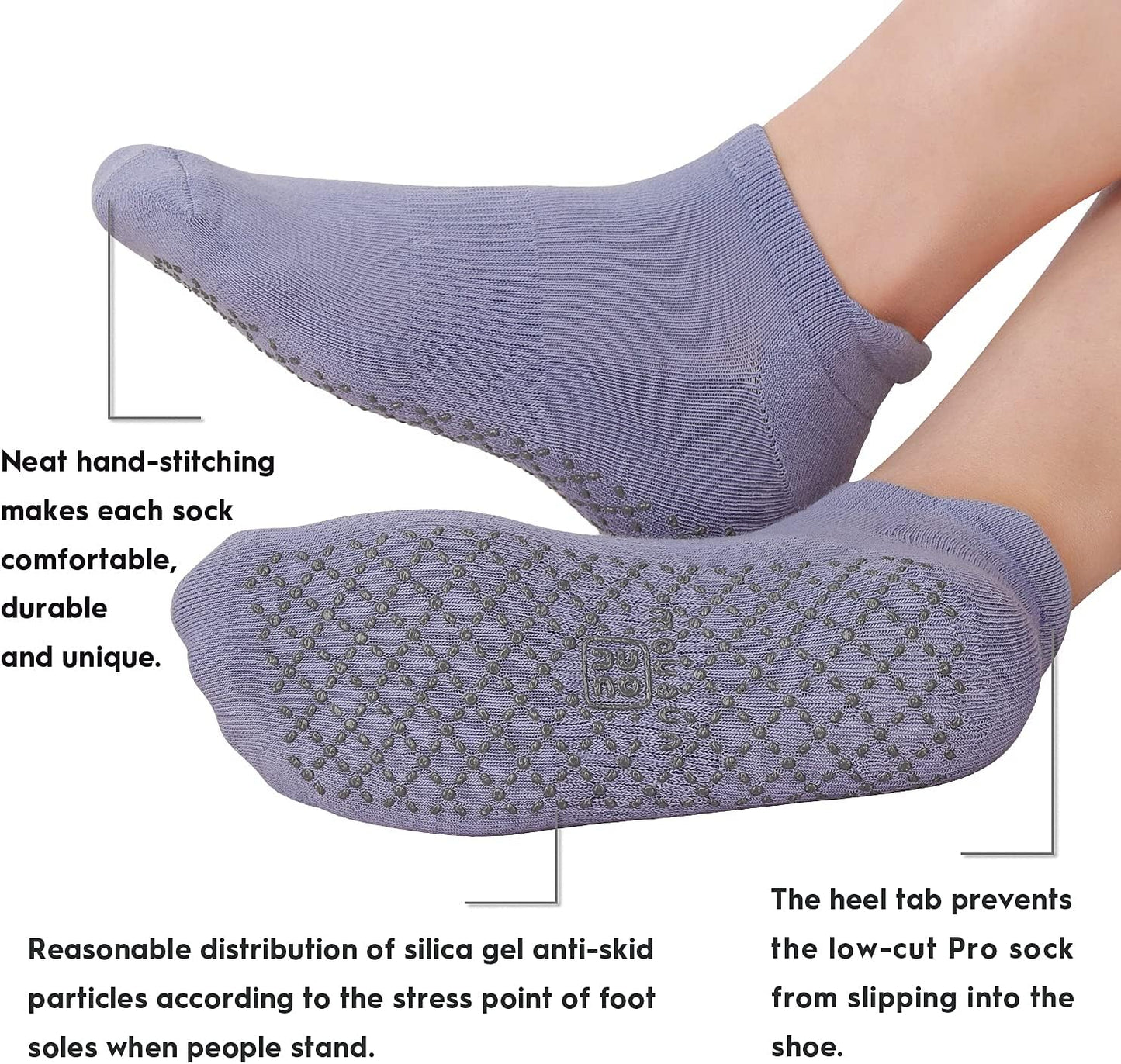 Unisex Non Slip Grip Socks with Cushion for Yoga Pilates Barre Home & Hospital
