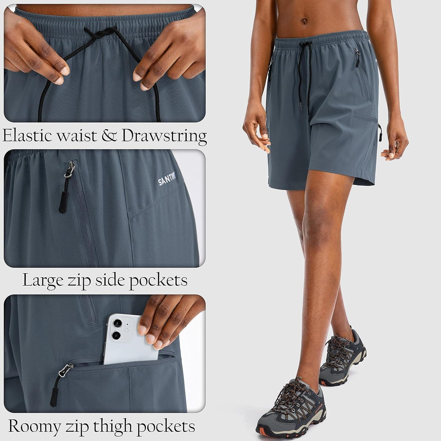 Women'S 5''/ 7''/9'' Hiking Cargo Shorts Quick Dry Lightweight Summer Shorts for Women Athletic Golf Zipper Pockets