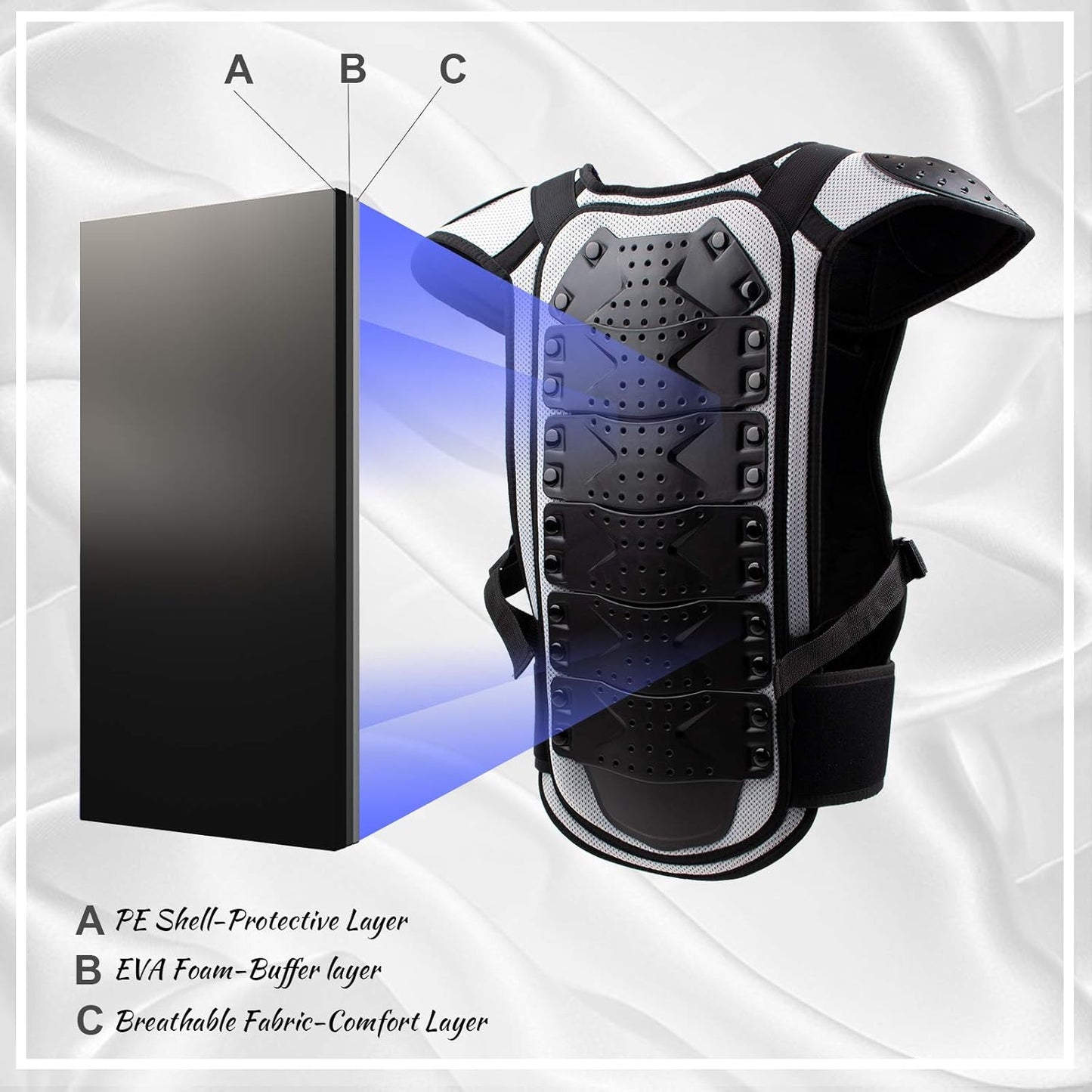 Youth Dirt Bike Chest Protector Adjustable Toddler Youth Motocross Gear for 3-10 Year Olds Kids Dirt Bike Gear Ideal for ATV, Quad, Dirtbike, 4 Wheeler Outdoor Sports Black/Silver S