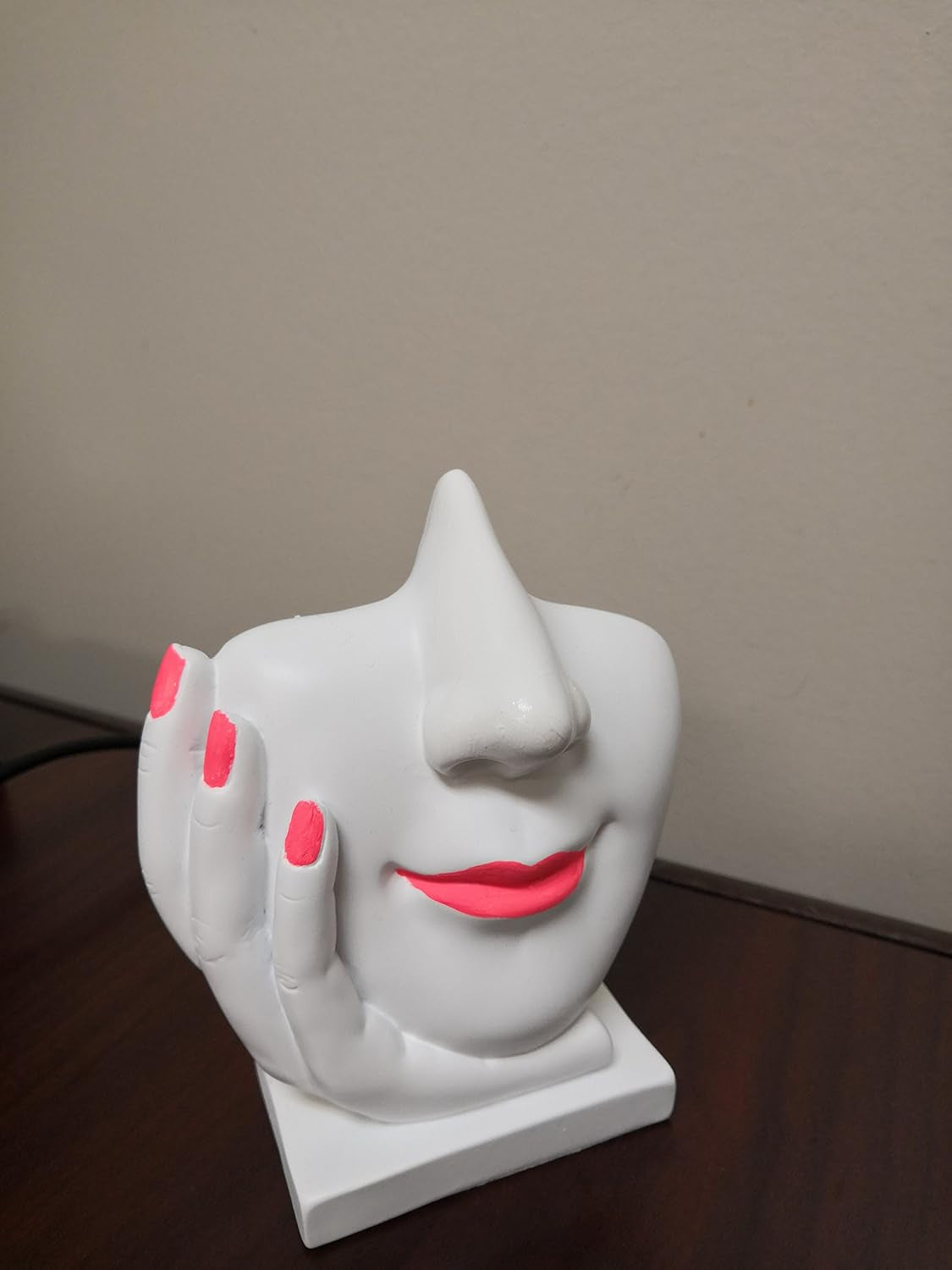 Artsy Eyeglass Holder Stand - Sculpted Nose Design for Eyeglasses or Sunglasses, White