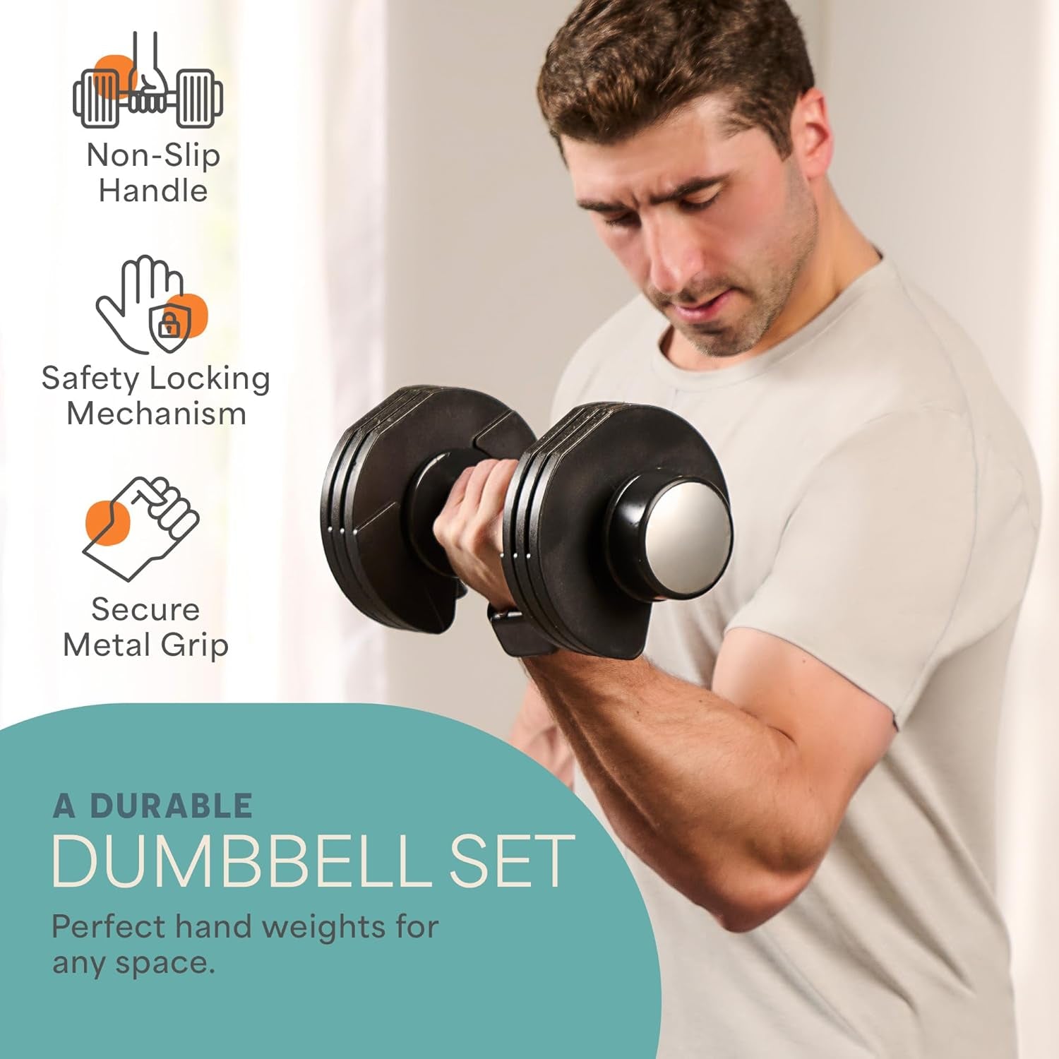 Adjustable Dumbbell Set (2 Pieces) - Weights Ranging from 5Lb to 25Lb and 2.5Lb to 15Lb, 6-in-1 Compact Design for Full Body Workouts and Home Gym Fitness