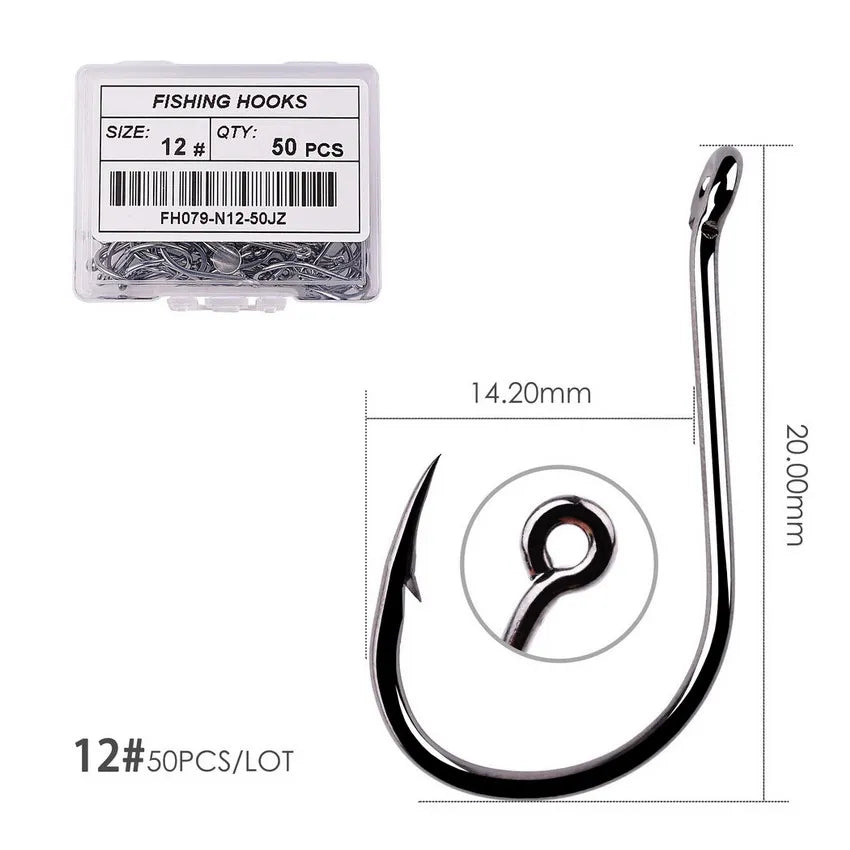 50Pcs / 20Pcs / Box Circle Carp Eyed Fishing Hook Size 2-22# Ring Eye Japan Fishhooks Fishing Hooks Single Jig Fish Hook Tackle