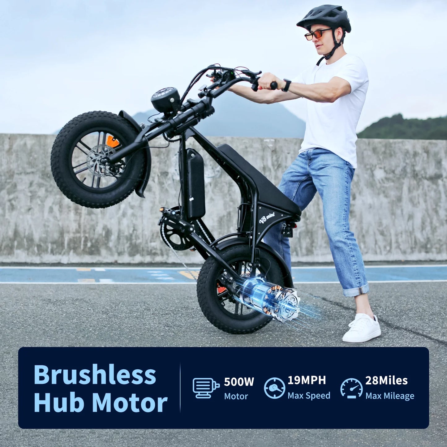 500W Electric Bicycle for Adults with 36V 10.4Ah Battery, 16" Fat Tires, 20MPH Speed, UL2849 Certified E-Bike