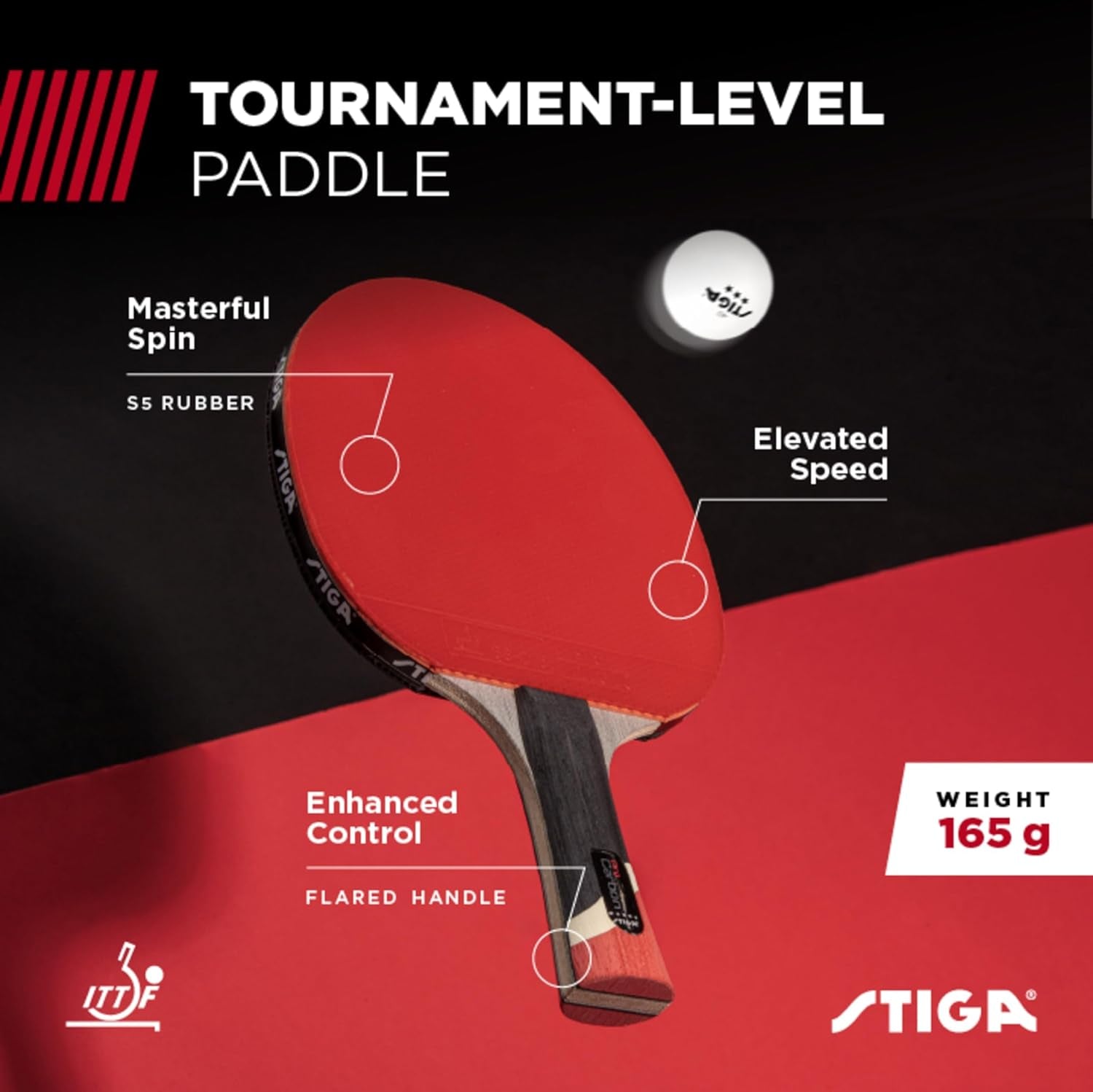 Professional Carbon Performance Table Tennis Racket with Advanced Carbon Technology for Tournament Play - Available in Red and Blue