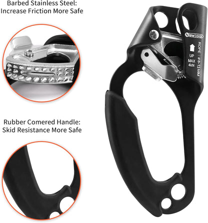 UIAA & CE Certified Hand Ascender Rock Climbing Tree Arborist Rappelling Gear Equipment Rope Clamp for 8~13MM Rope