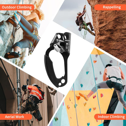 UIAA & CE Certified Hand Ascender Rock Climbing Tree Arborist Rappelling Gear Equipment Rope Clamp for 8~13MM Rope