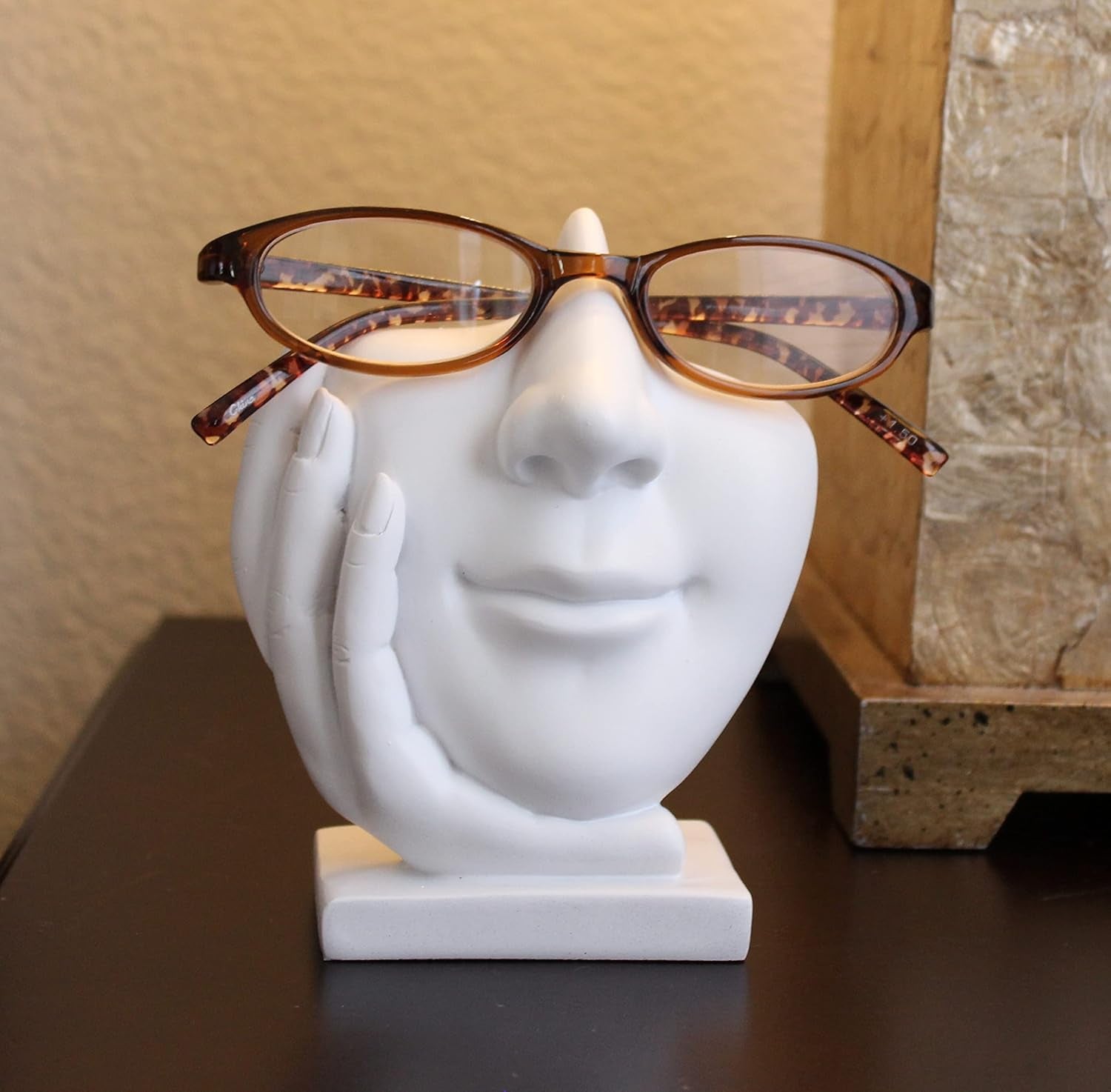 Artsy Eyeglass Holder Stand - Sculpted Nose Design for Eyeglasses or Sunglasses, White
