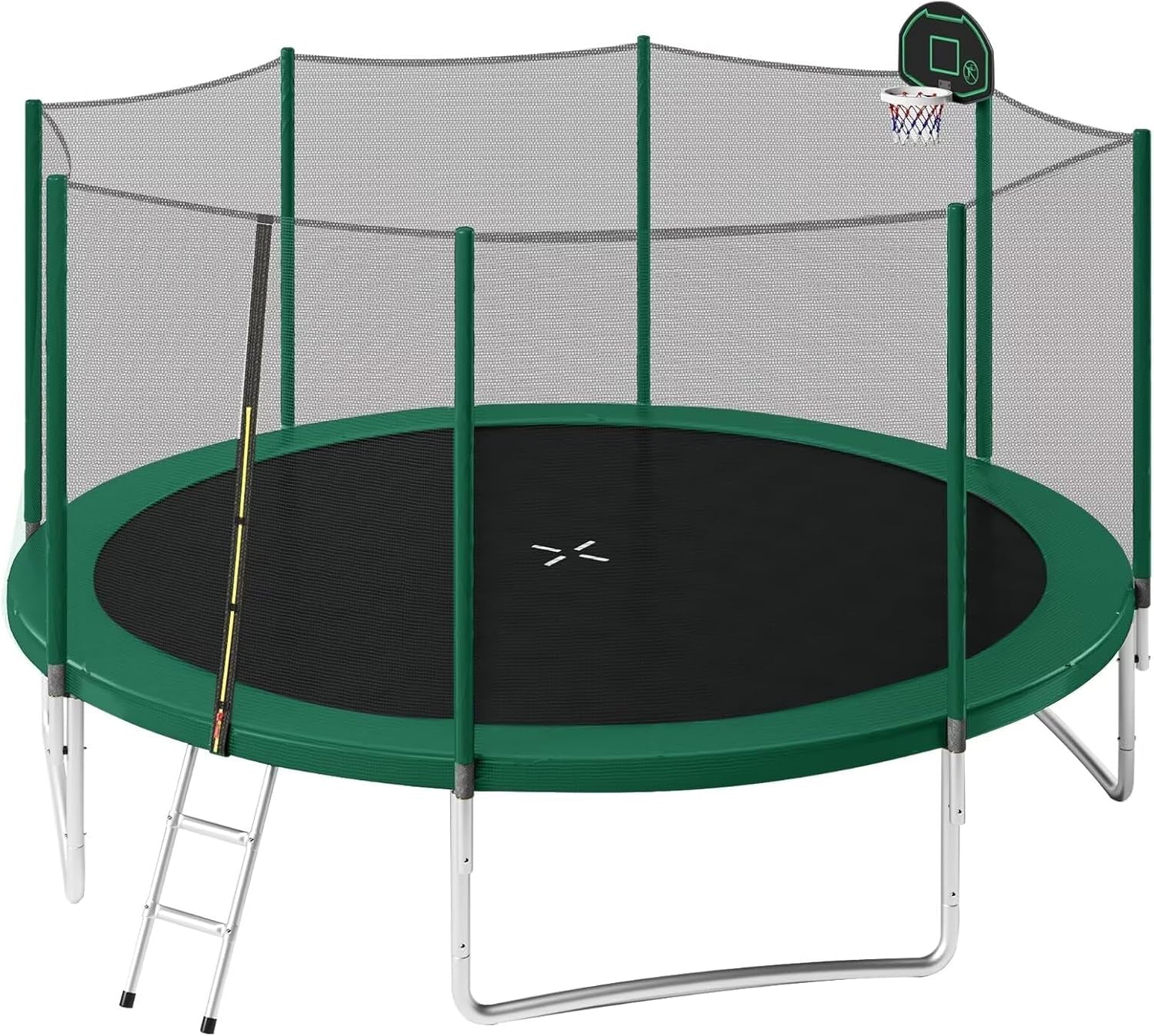 14FT and 16FT Trampolines for Kids and Adults with Basketball Hoop, Enclosure Net, and Ladder - 1500LBS ASTM Approved Outdoor Recreational Trampolines