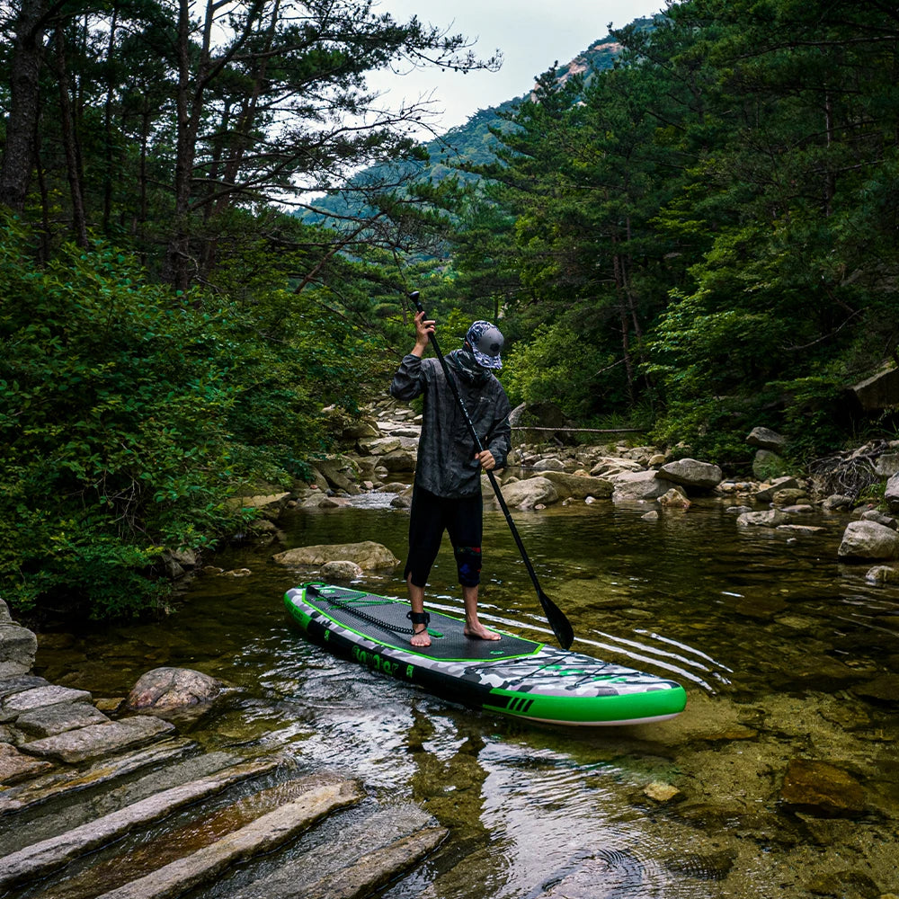 [US Direct]  Inflatable Paddle Board 12~15PSI Maximum Load 150KG Stand up Portable Surfboard Pulp Board with Chair ,Waterproof Phonecase, Air Pump, Backpack 330*84*15CM,SUPFW10A