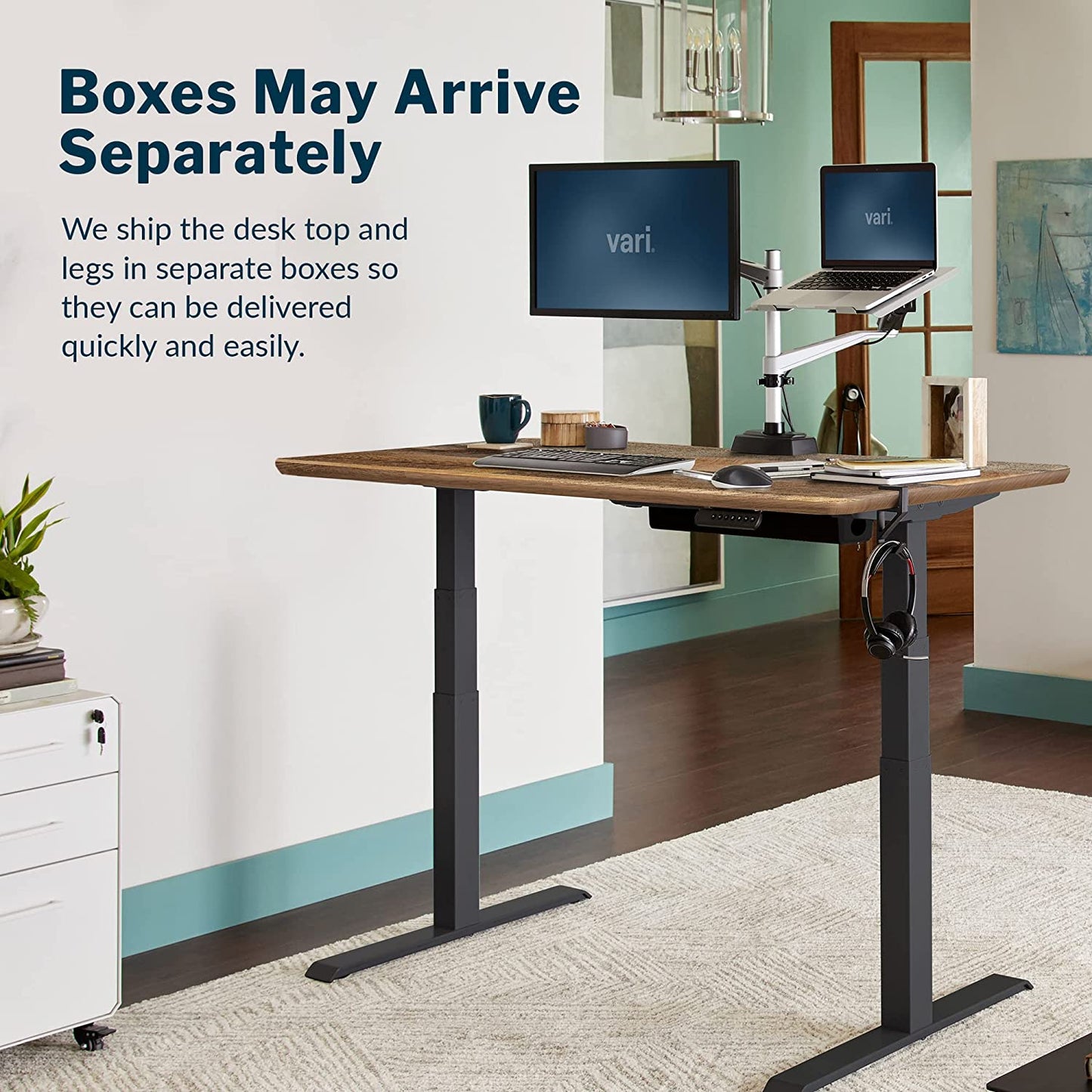 Electric Adjustable Standing Desk - 60"x30" Dual Motor with Memory Presets and Stable T-Style Legs - Reclaimed Wood Home Office Essential