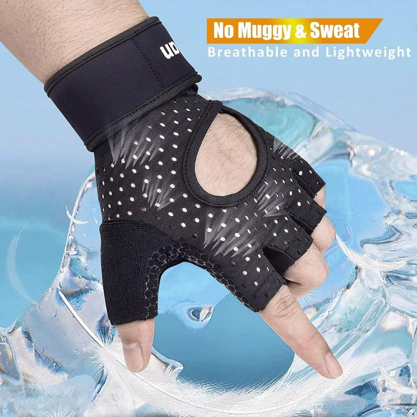 Breathable Weight Lifting Workout Gym Gloves: Fingerless Exercise Wrist Support | Enhance Palm Protection | Extra Grip for Fitness |Training | Rowing | Pull-Ups