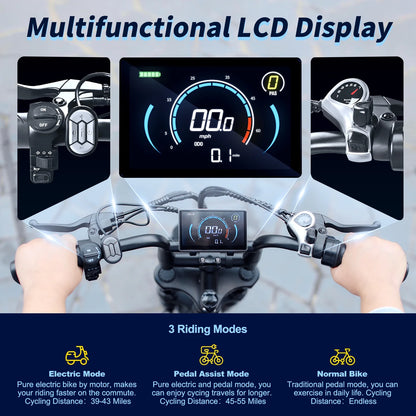 500W Electric Bicycle for Adults with 36V 10.4Ah Battery, 16" Fat Tires, 20MPH Speed, UL2849 Certified E-Bike