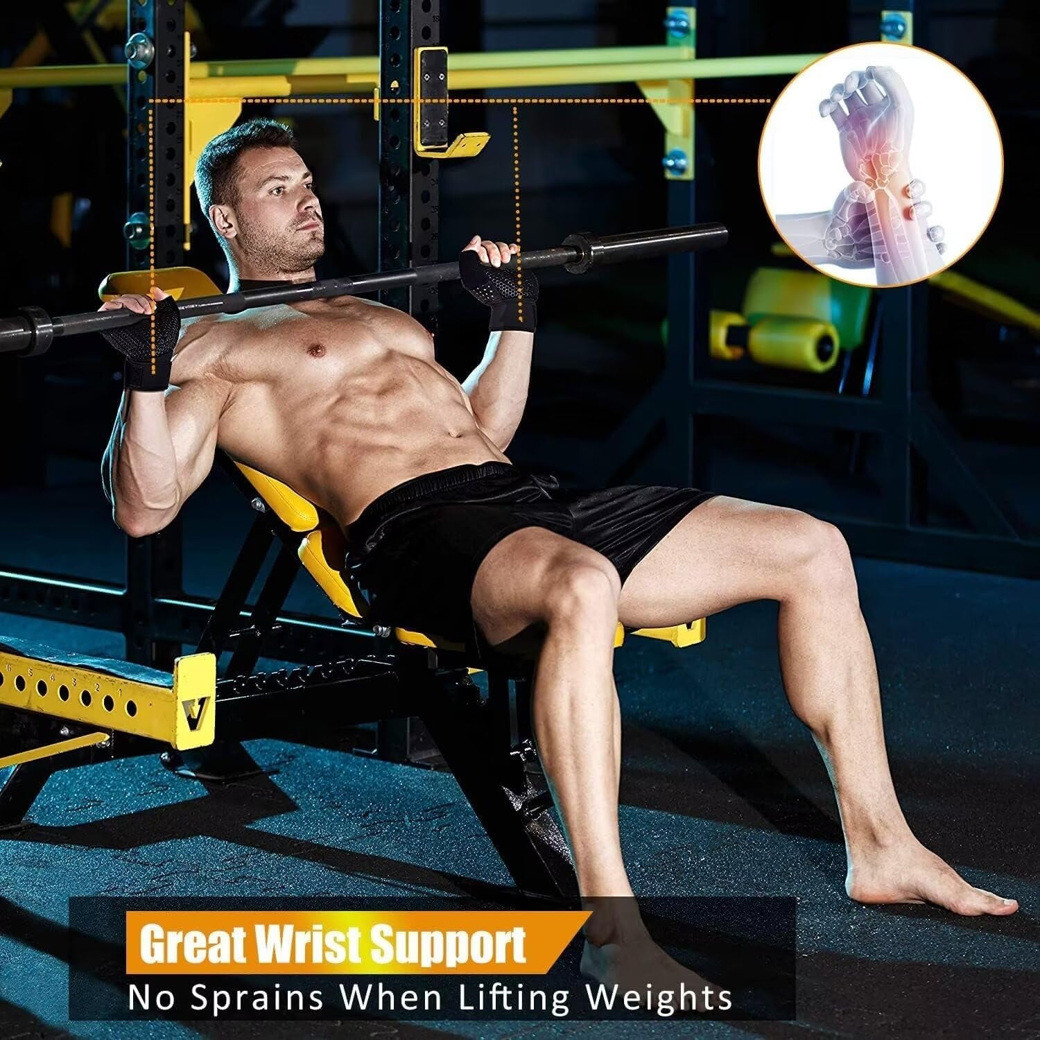 Breathable Weight Lifting Workout Gym Gloves: Fingerless Exercise Wrist Support | Enhance Palm Protection | Extra Grip for Fitness |Training | Rowing | Pull-Ups