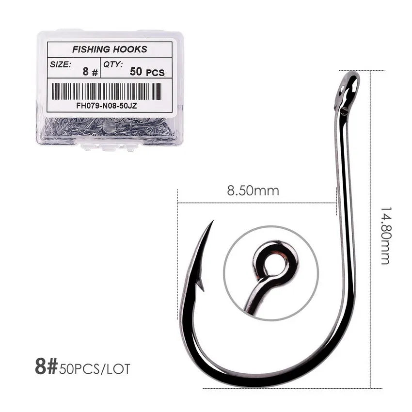 50Pcs / 20Pcs / Box Circle Carp Eyed Fishing Hook Size 2-22# Ring Eye Japan Fishhooks Fishing Hooks Single Jig Fish Hook Tackle