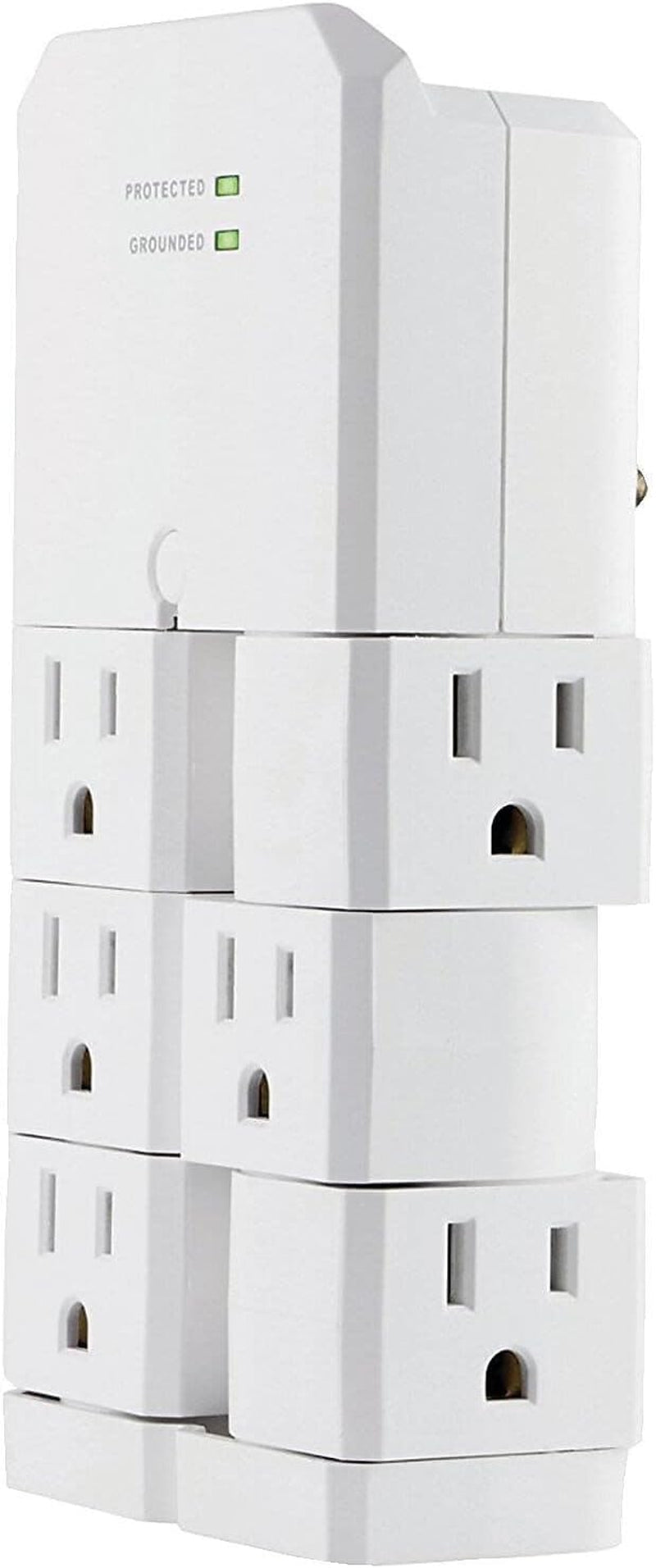 Pro 6-Outlet Extender Sur Protector with Swivel Outlets, Wall Tap Adapter, 90 Degree Rotation, 1080 Joules, Warranty, UL Listed, White, 37063