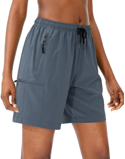 Women'S 5''/ 7''/9'' Hiking Cargo Shorts Quick Dry Lightweight Summer Shorts for Women Athletic Golf Zipper Pockets