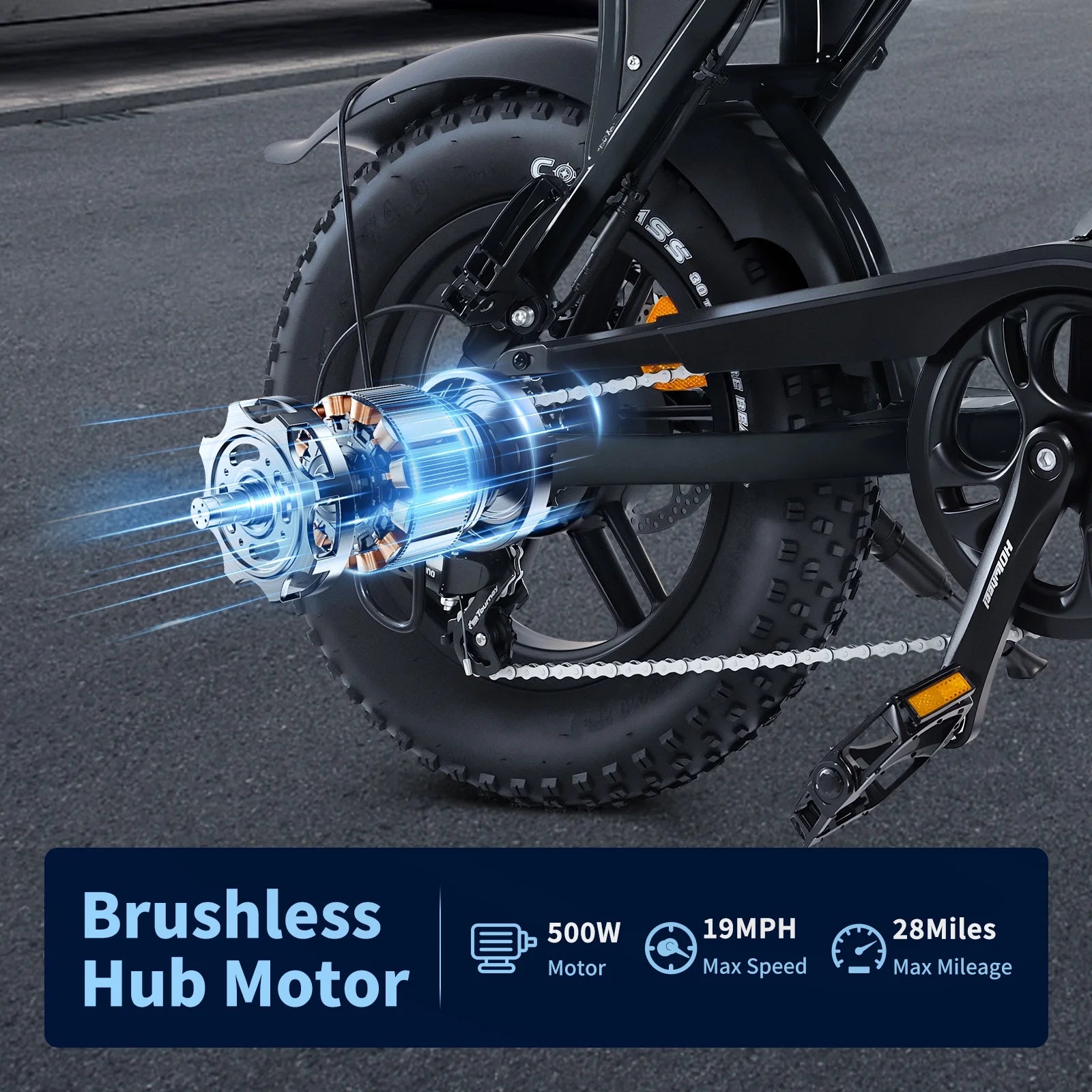 500W Electric Bicycle for Adults with 36V 10.4Ah Battery, 16" Fat Tires, 20MPH Speed, UL2849 Certified E-Bike