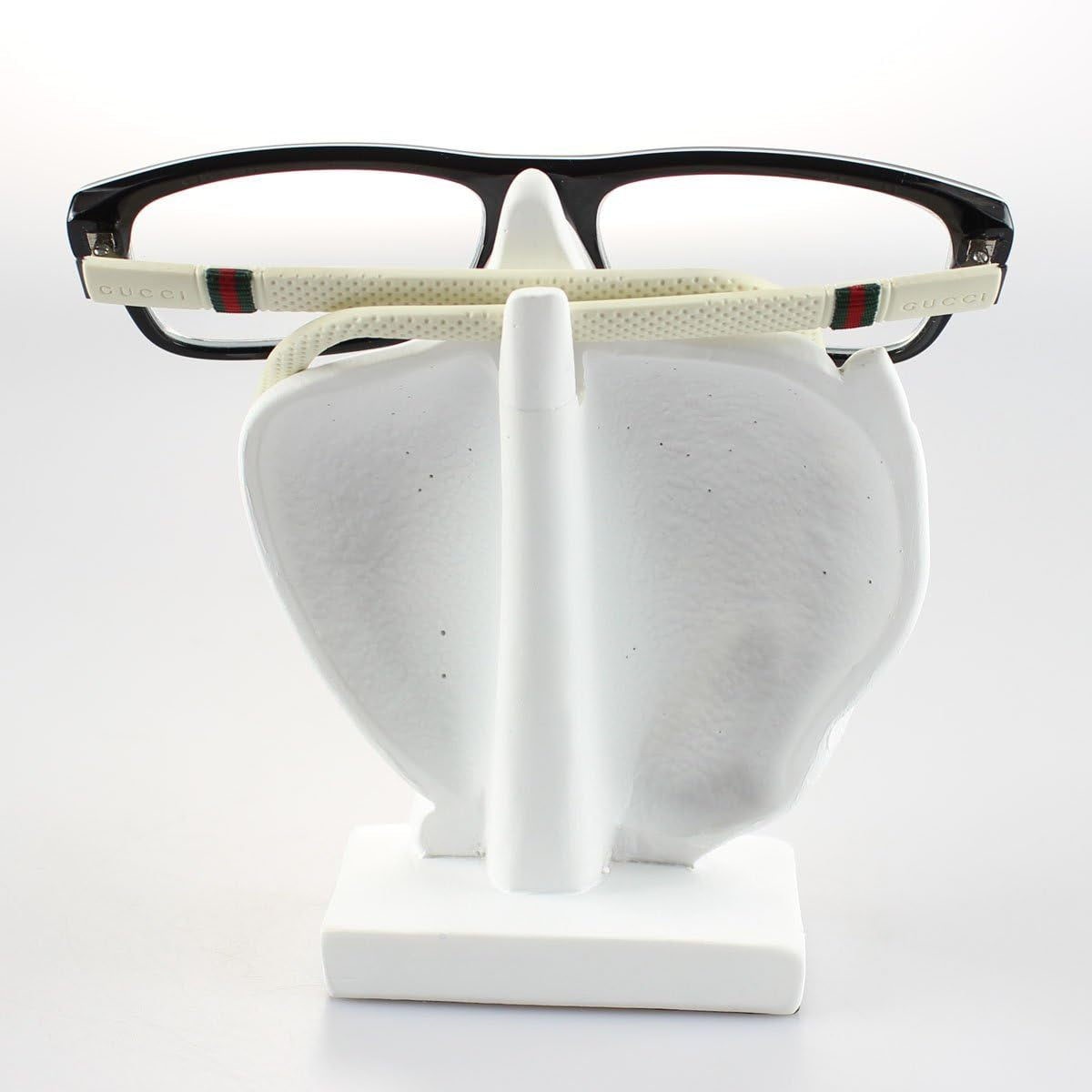 Artsy Eyeglass Holder Stand - Sculpted Nose Design for Eyeglasses or Sunglasses, White
