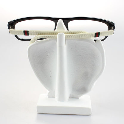 Artsy Eyeglass Holder Stand - Sculpted Nose Design for Eyeglasses or Sunglasses, White