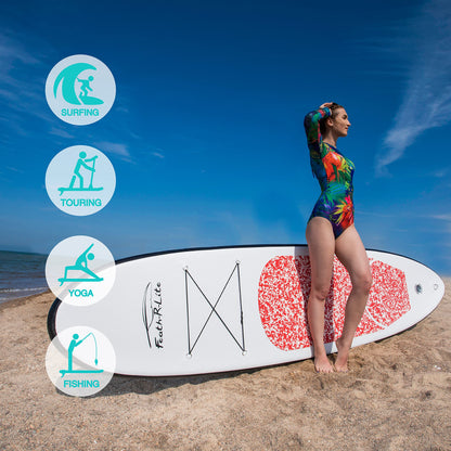 [US Direct]  Inflatable Stand up Paddle Board Surfboard Complete Paddleboard Accessories Adjustable Paddle, Pump, ISUP Travel Backpack, Leash, Waterproof Bag, Adult Paddle Board SUPFR04C