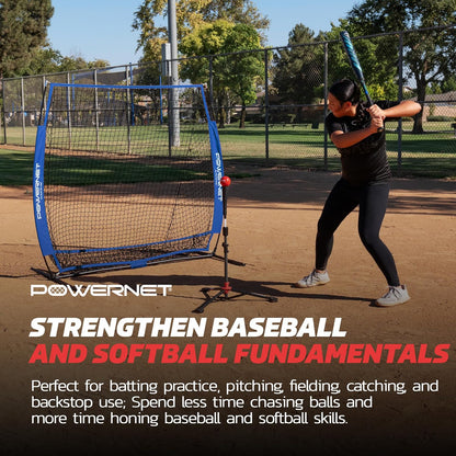 Baseball Net Bundle, 5X5 Travel Net with Softball Accessories for Hitting, Pitching, Training Equipment, Weighted Ball, Tee
