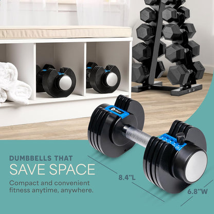 Adjustable Dumbbell Set (2 Pieces) - Weights Ranging from 5Lb to 25Lb and 2.5Lb to 15Lb, 6-in-1 Compact Design for Full Body Workouts and Home Gym Fitness