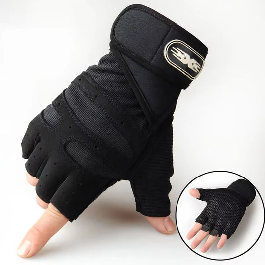 Professional Half Finger Fitness Gloves for Men and Women with Wrist Support for Weight Lifting and Riding - Non-Slip Design for Horizontal Bar Training