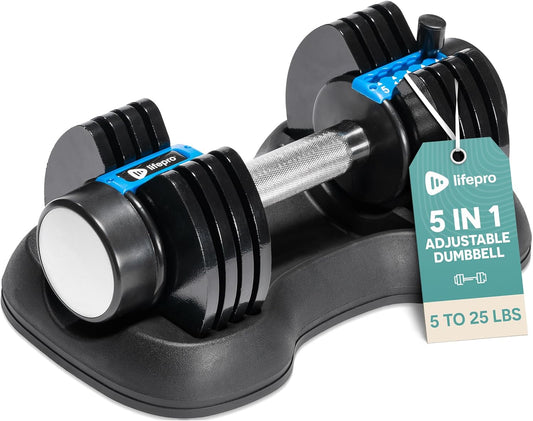 Adjustable Dumbbell Set (2 Pieces) - Weights Ranging from 5Lb to 25Lb and 2.5Lb to 15Lb, 6-in-1 Compact Design for Full Body Workouts and Home Gym Fitness