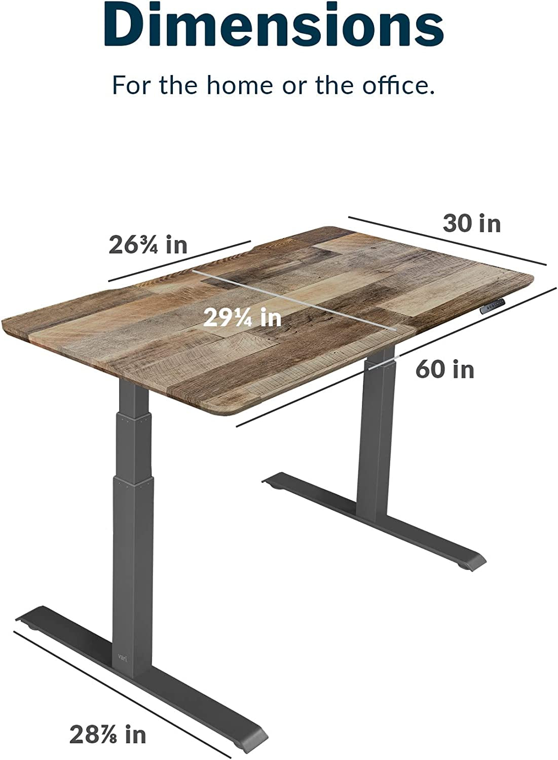 Electric Adjustable Standing Desk - 60"x30" Dual Motor with Memory Presets and Stable T-Style Legs - Reclaimed Wood Home Office Essential