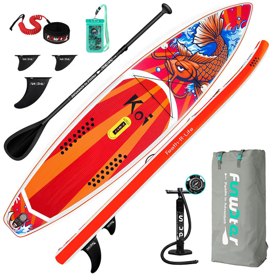 [UK Direct]  Inflatable Stand up Paddle Board Surfboard Complete Paddleboard Accessories Adjustable Paddle, Pump, ISUP Travel Backpack, Leash, Waterproof Bag, Adult Paddle Board SUPFR01A