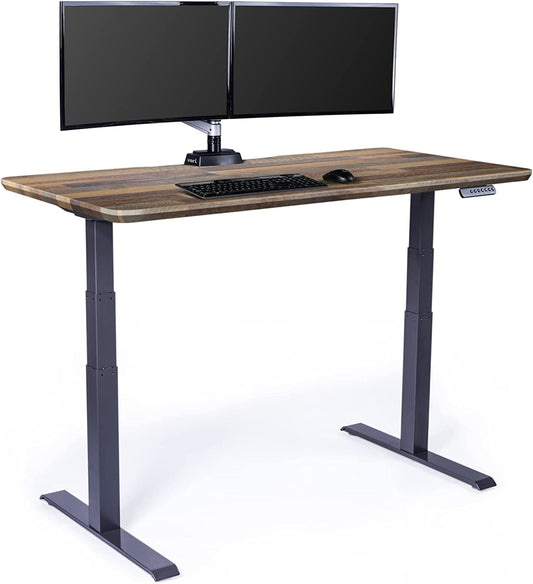 Electric Adjustable Standing Desk - 60"x30" Dual Motor with Memory Presets and Stable T-Style Legs - Reclaimed Wood Home Office Essential