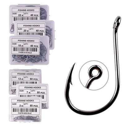 50Pcs / 20Pcs / Box Circle Carp Eyed Fishing Hook Size 2-22# Ring Eye Japan Fishhooks Fishing Hooks Single Jig Fish Hook Tackle