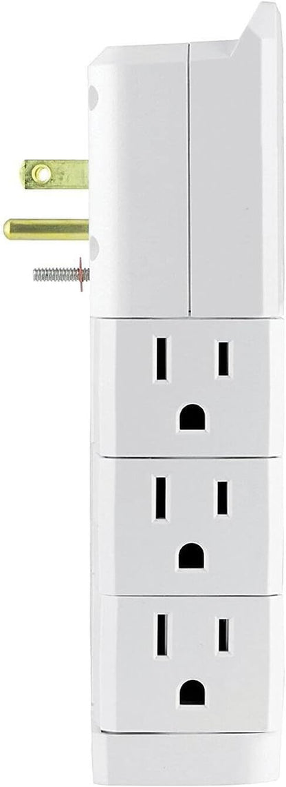 Pro 6-Outlet Extender Sur Protector with Swivel Outlets, Wall Tap Adapter, 90 Degree Rotation, 1080 Joules, Warranty, UL Listed, White, 37063