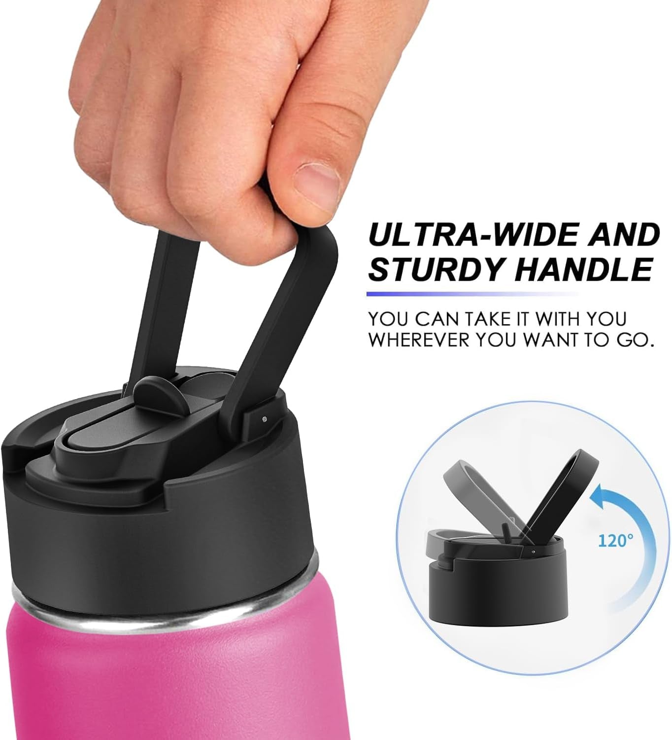 12 Oz Water Bottle with Straw- Stainless Steel Double Wall Vacuum Insulated Wide Mouth Flask with Straw Lid, Sports Metal Water Bottle for Girls and Boys (Canyon Red)