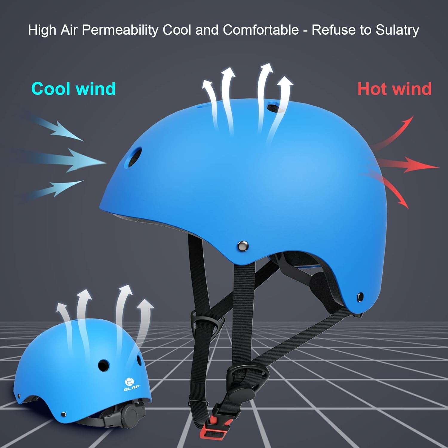 Adjustable Multi-Sport Toddler Helmet for Ages 2-8, Lightweight Bicycle and Skateboard Safety Gear in Three Sizes for Children and Youth 8-14