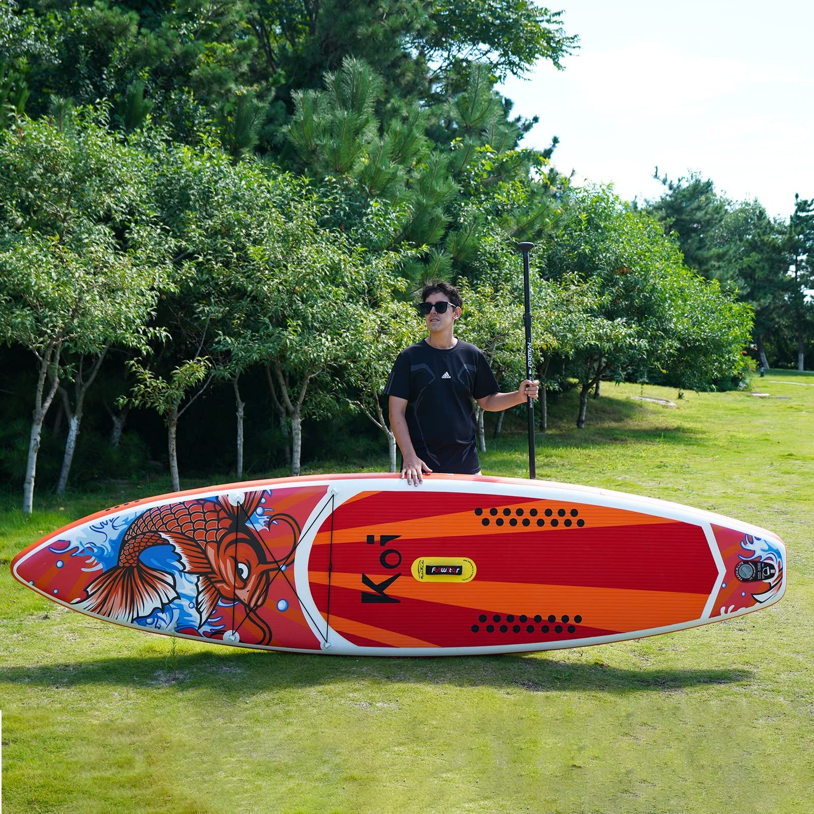 [UK Direct]  Inflatable Stand up Paddle Board Surfboard Complete Paddleboard Accessories Adjustable Paddle, Pump, ISUP Travel Backpack, Leash, Waterproof Bag, Adult Paddle Board SUPFR01A