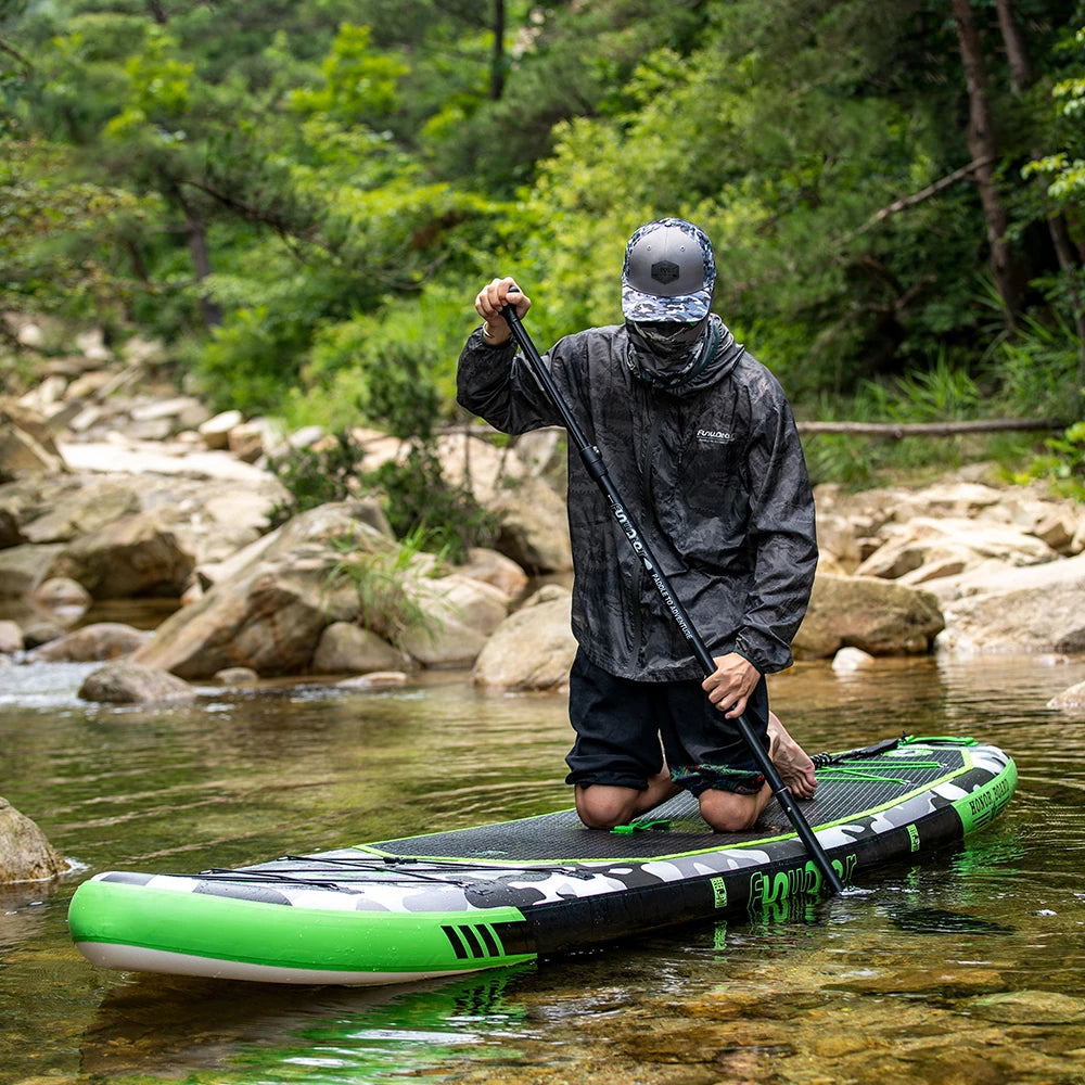 [US Direct]  Inflatable Paddle Board 12~15PSI Maximum Load 150KG Stand up Portable Surfboard Pulp Board with Chair ,Waterproof Phonecase, Air Pump, Backpack 330*84*15CM,SUPFW10A