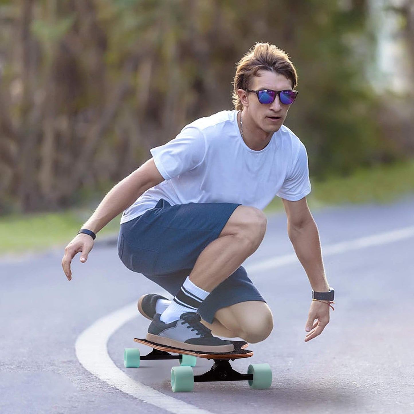 41 Inch Freeride Longboard Drop through Skateboard 8 Ply Canadian Maple Complete Cruiser for Cruising, Carving, Free-Style and Downhill