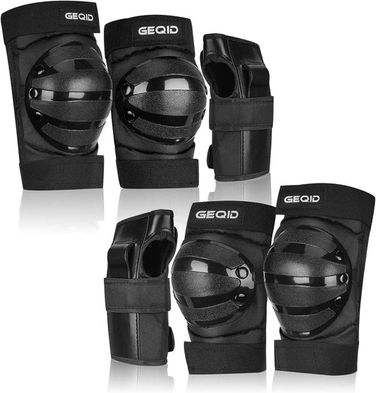 Adult/Youth Kids Knee Pads Elbow Pads Wrist Guards 3 in 1 Protective Gear Set for Skating Skateboard Inline Skates Rollerblade Bicycle Men or Women