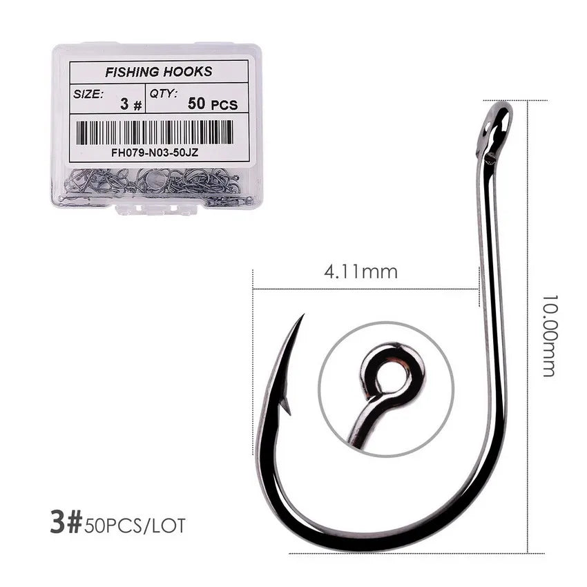 50Pcs / 20Pcs / Box Circle Carp Eyed Fishing Hook Size 2-22# Ring Eye Japan Fishhooks Fishing Hooks Single Jig Fish Hook Tackle
