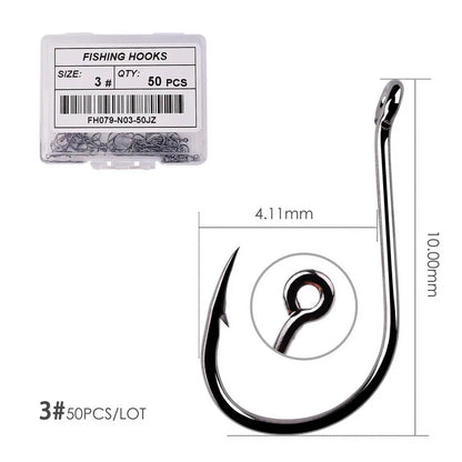 50Pcs / 20Pcs / Box Circle Carp Eyed Fishing Hook Size 2-22# Ring Eye Japan Fishhooks Fishing Hooks Single Jig Fish Hook Tackle