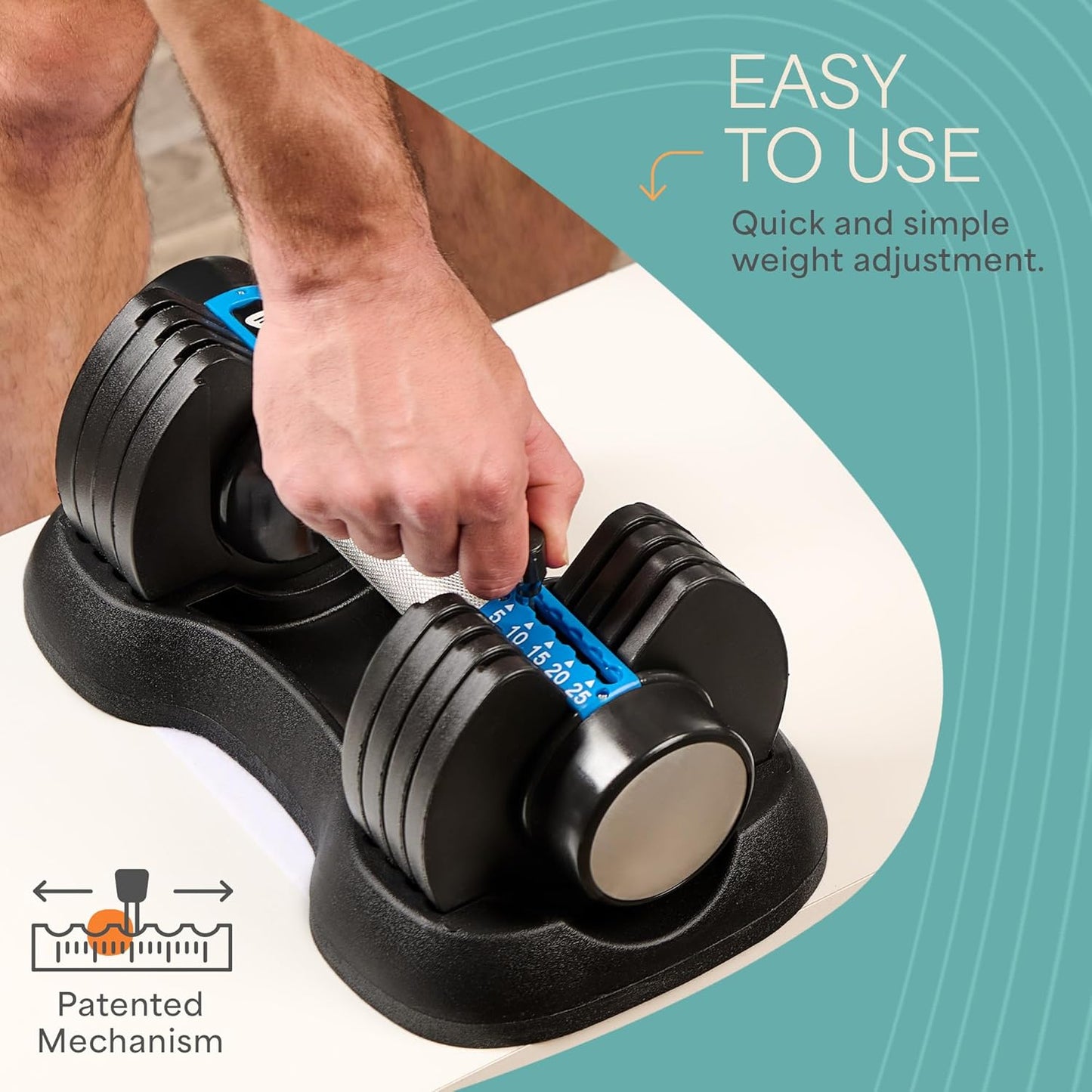 Adjustable Dumbbell Set (2 Pieces) - Weights Ranging from 5Lb to 25Lb and 2.5Lb to 15Lb, 6-in-1 Compact Design for Full Body Workouts and Home Gym Fitness