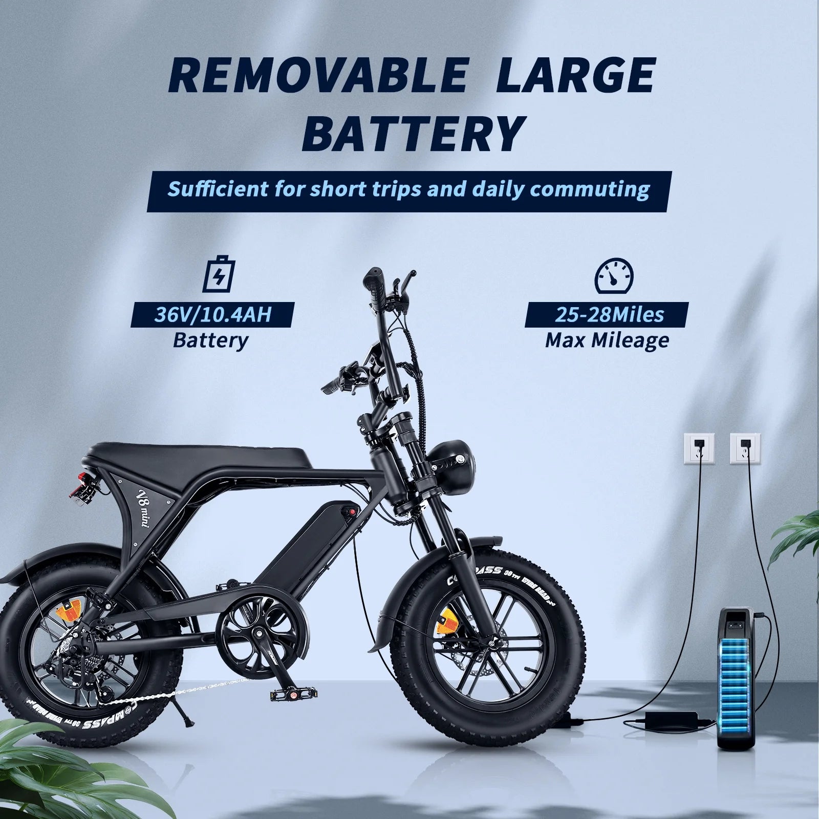 500W Electric Bicycle for Adults with 36V 10.4Ah Battery, 16" Fat Tires, 20MPH Speed, UL2849 Certified E-Bike