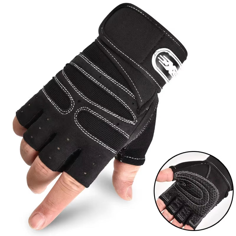 Professional Half Finger Fitness Gloves for Men and Women with Wrist Support for Weight Lifting and Riding - Non-Slip Design for Horizontal Bar Training